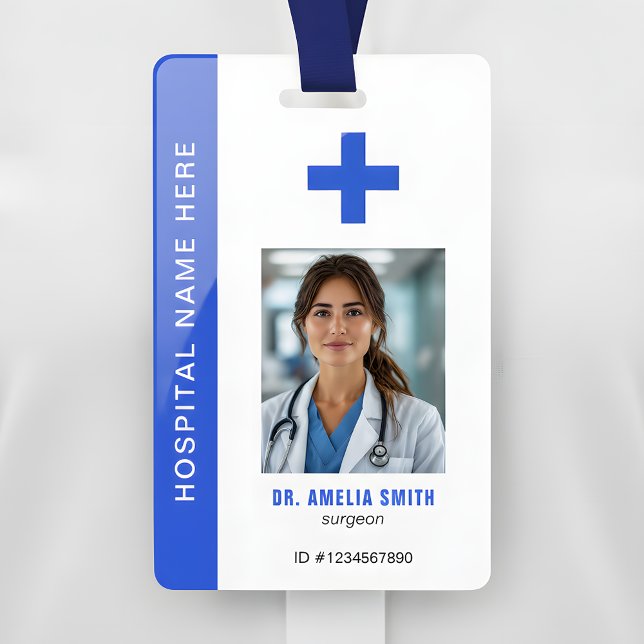Crachá Fotografia do Oficial Médico Nome Código QR ID (Criador carregado)