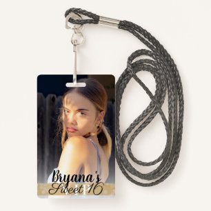 Crachá Fotografia Dourada VIP Festa de aniversário Pass