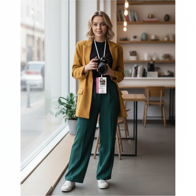 Crachá Fotógrafo Freelance na Fúcsia Brilhante (Criador carregado)