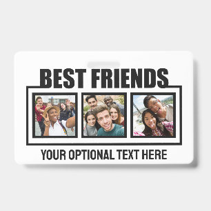Crachá Fotos personalizadas dos Melhores Amigos, texto e