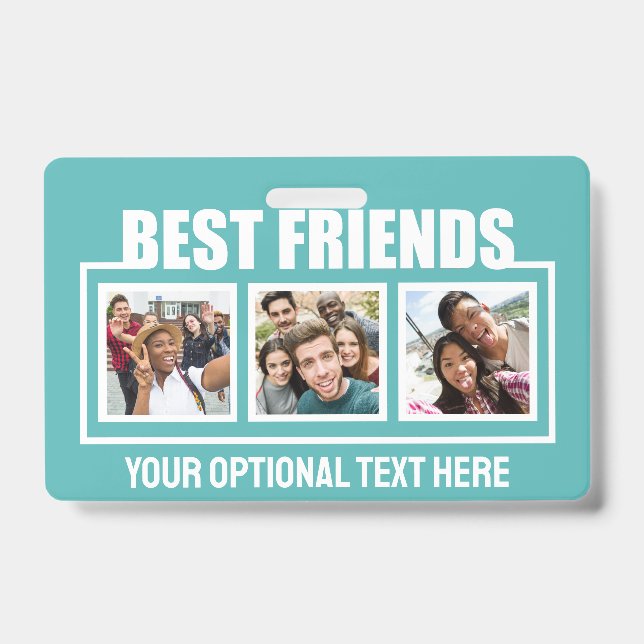 Crachá Fotos personalizadas dos melhores amigos, texto e  (Frente)