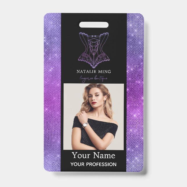 Crachá Funcionária da Loja de Lingerie Business Foto (Frente)