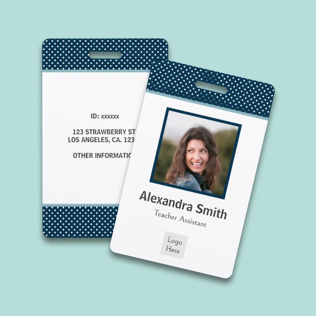 Crachá Funcionário Azul-Marinho Moderno (Criador carregado)