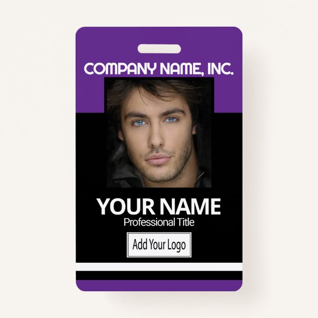 Crachá Funcionário/Crachá de fotos na escola - Preto e Ro (Frente)