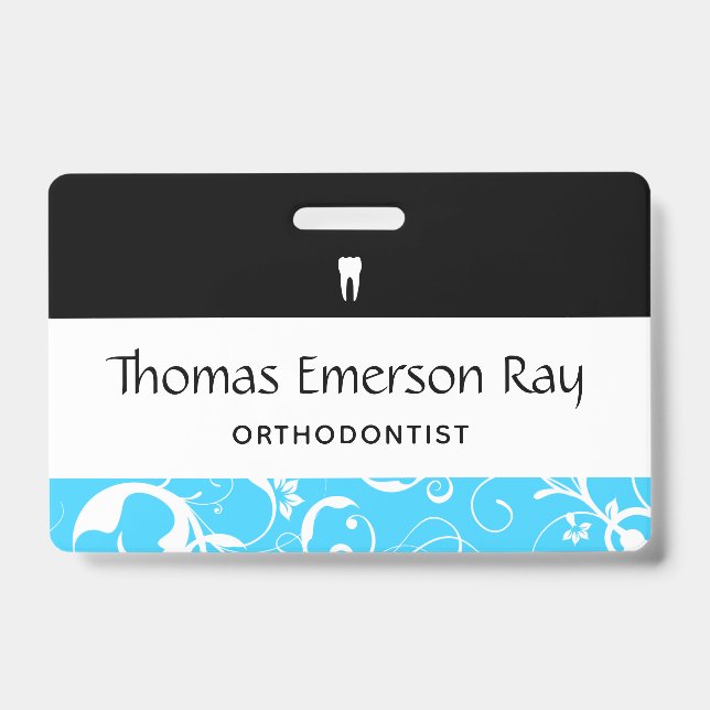Crachá Funcionário de Consultório Odontológico Pro Damask (Frente)