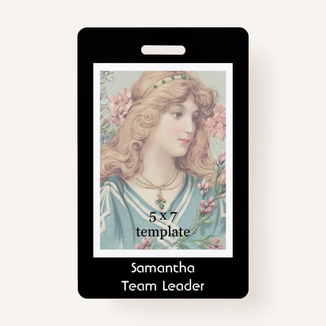 Crachá Funcionário de Foto Preto Clássico (Frente)