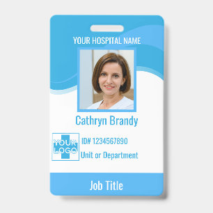 Crachá funcionário do Hospital Personalizado Azul ou Cl