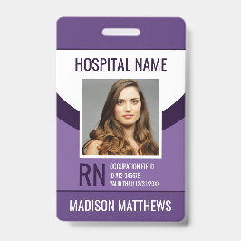 Crachá Funcionário médico roxo personalizado