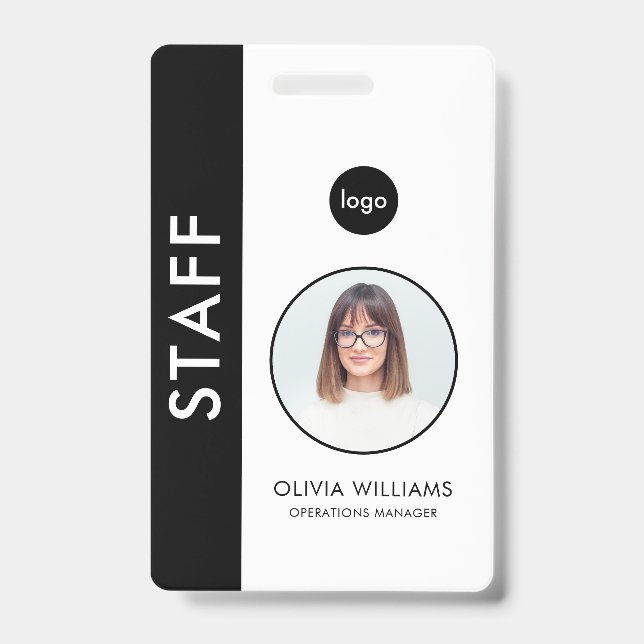 Crachá Funcionário Personalizado de ID Moderno (Frente)