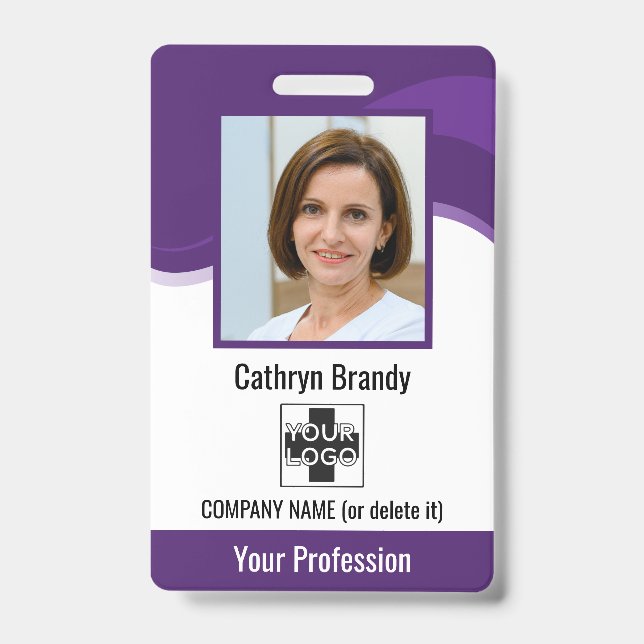 Crachá Funcionário Personalizado, Foto, Código do Bar e L (Front)