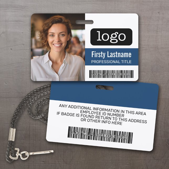 Crachá Funcionário Personalizado - Foto, Código do Bar, L (Custom Employee ID Badges - thick plastic with full color print)