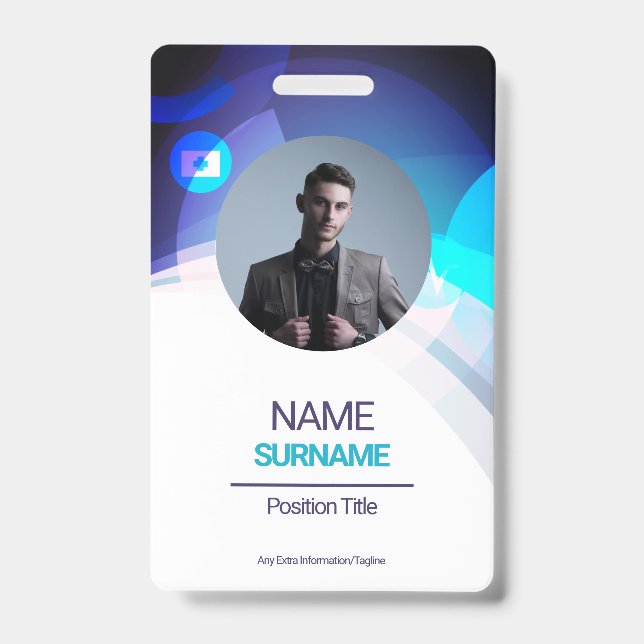 Crachá Funcionário Personalizado -Foto, Endereço, Logotip (Frente)