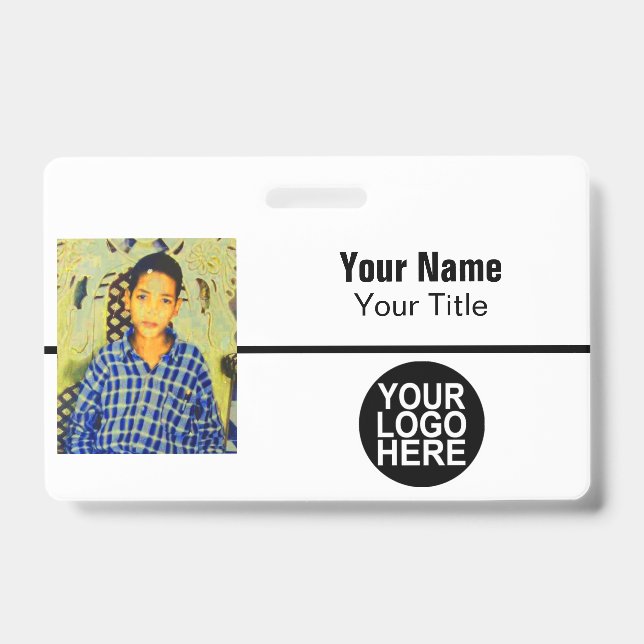 Crachá Funcionário Personalizado - Foto, Logotipo, Código (Frente)