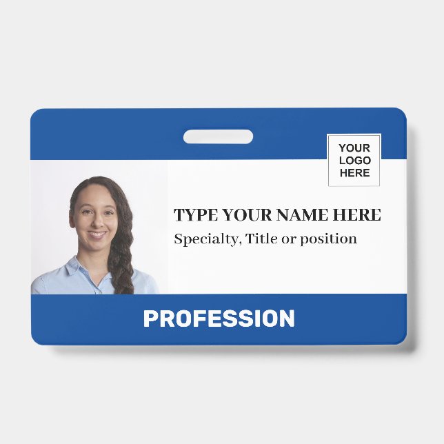 Crachá Funcionário Personalizado | Logotipo Foto Código d (Frente)
