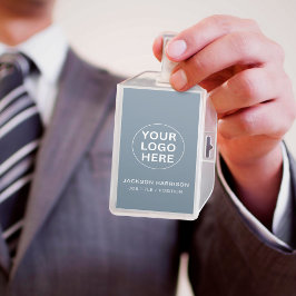 Crachá Funcionarios de identificação azul empoeirado do l