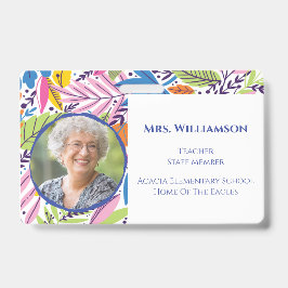 Crachá Funcionarios do Professor Educador Floral Moderno