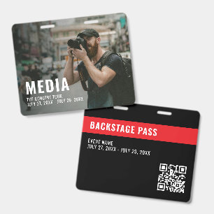 Crachá Fundo de Foto da Mídia Passagem dos Bastidores ID