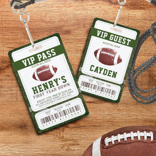 Crachá Futebol Primeiro Ano Down Vip Pass Aniversário do 
