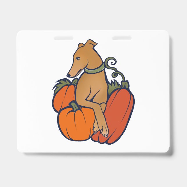 Crachá galgo de halloween cinza (Frente)