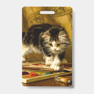 Crachá Gatinho com Tinta e Pincéis