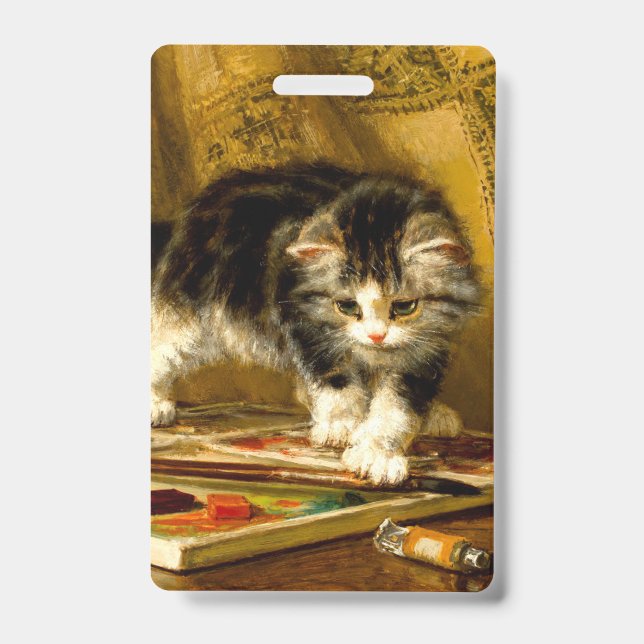 Crachá Gatinho com Tinta e Pincéis (Frente)
