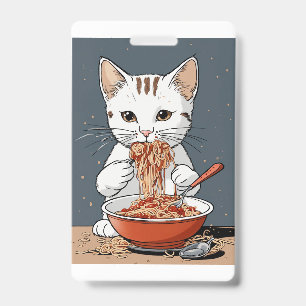 Crachá Gato branco engraçado