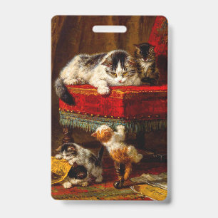 Crachá Gato e Gatinhos Brincando com Cadeira