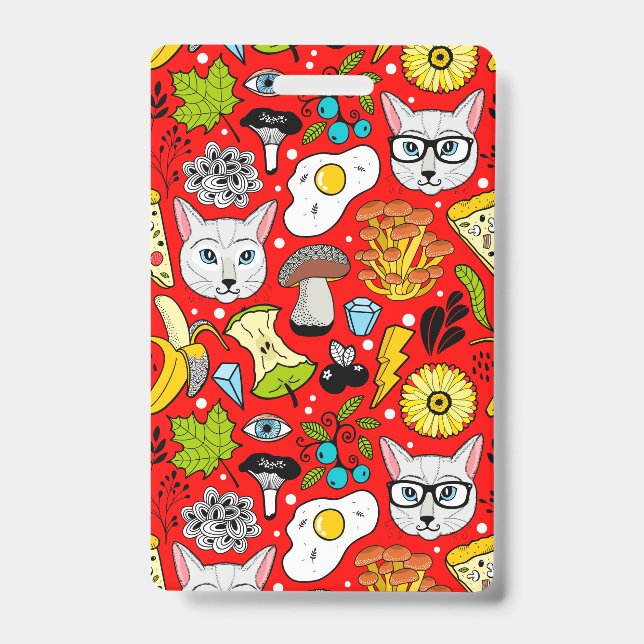 Crachá Gato e ovo no vermelho (Frente)