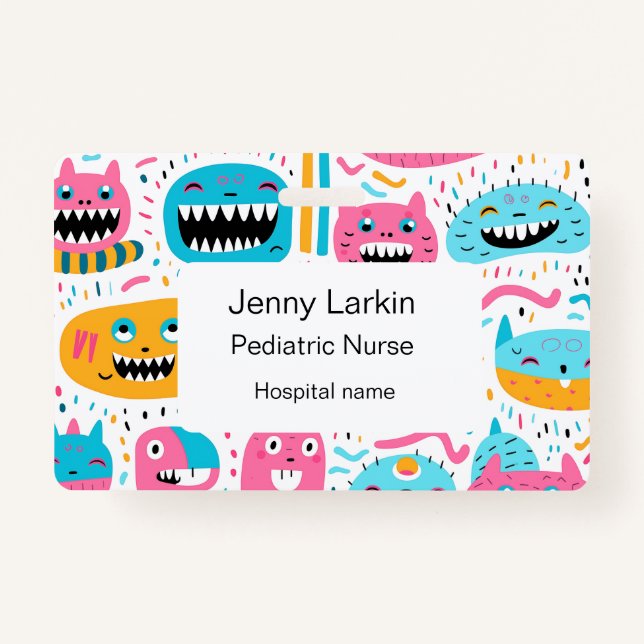 Crachá Gato feliz e caras de monstro (Frente)