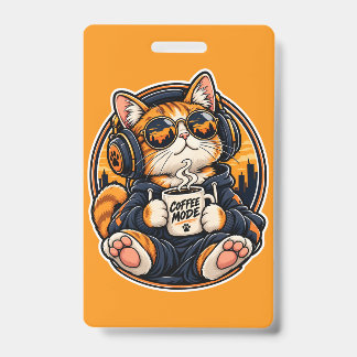 Crachá Gato legal de streetwear bebendo café