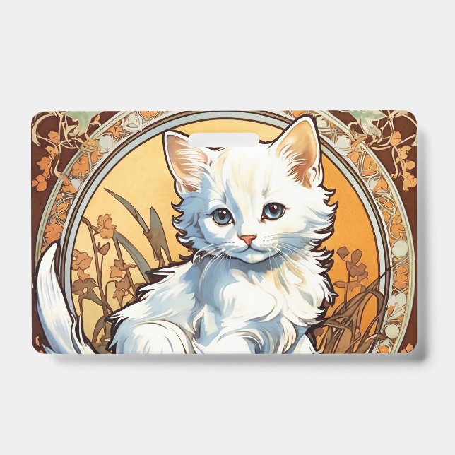 Crachá Gato no Estilo Alphonse Mucha (Frente)