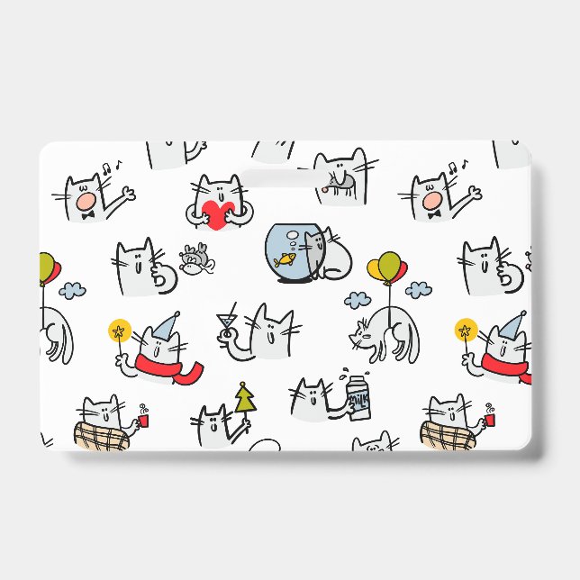 Crachá Gatos engraçados, leite e magia. (Frente)
