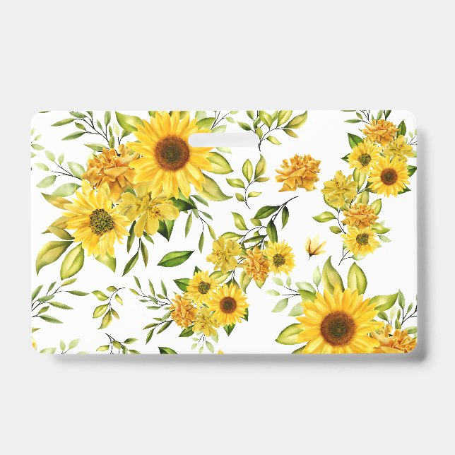 Crachá Girassol Aquarela 8 (Frente)