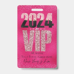 Crachá Glamorous Hot Pink Diamantes VIP 2024