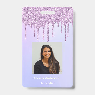 Crachá Glitter de Funcionário Personalizado Coloca o nom