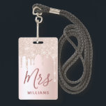 Crachá Glitter Dripe Professor Nome personalizado Lanyard<br><div class="desc">Glam,  na moda design © Gorjo Designs. Feito para você através da plataforma Zazzle.</div>