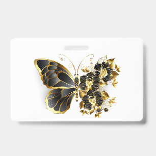 Crachá Gold Flower Butterfly with Black Orchid