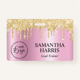 Crachá Gold Glitter Drips Pink Shimmer