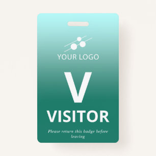 Crachá Gradiente Teal Adicionar Seu Visitante De Logotipo
