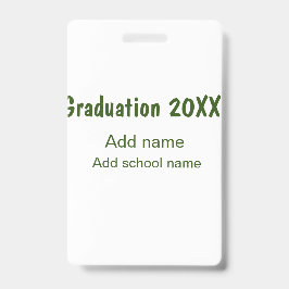 Crachá Graduação 20XX adicionar ano nome escola verde mod