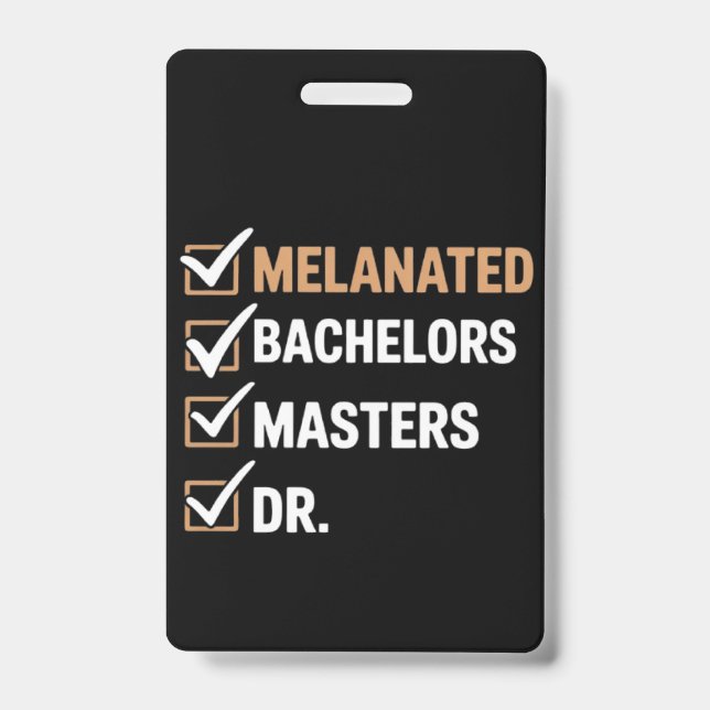 Crachá Graduação de Doutorado Melanizado PhD EDD Bacharel (Frente)