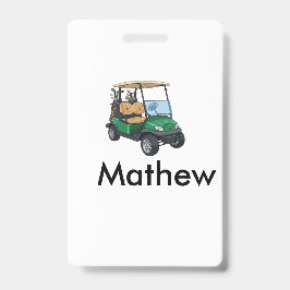 Crachá Green golf car name man sports boy gifts letter 