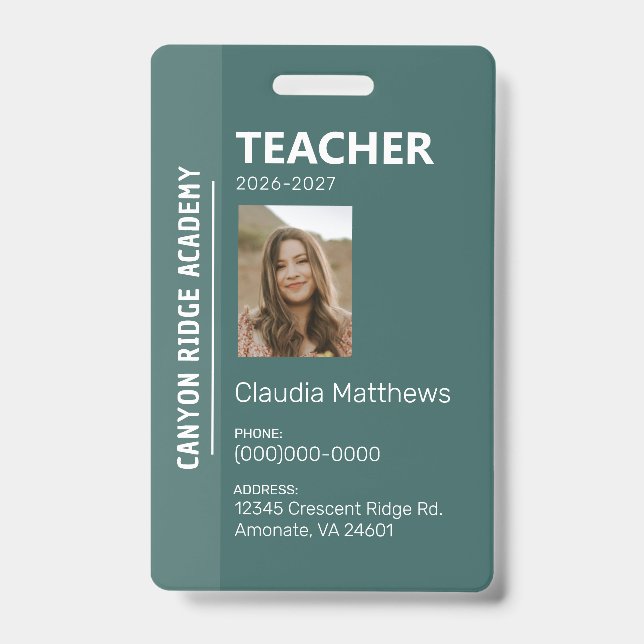 Crachá Green Stripe Homeschool Educator ID Badge (Frente)