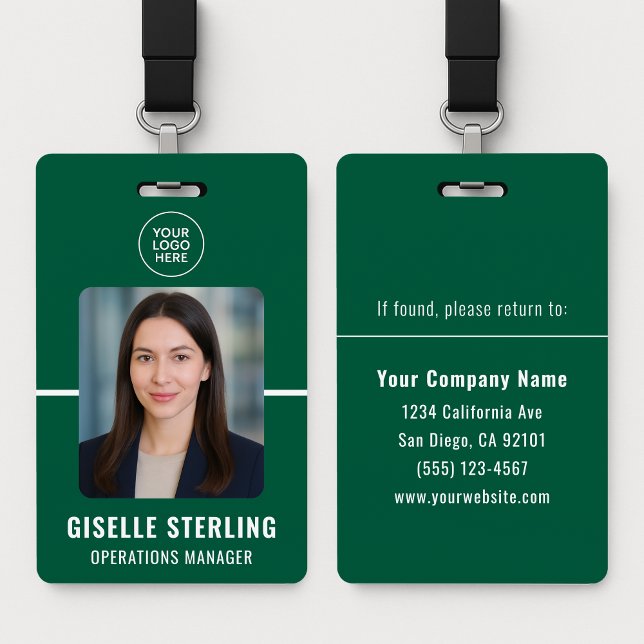 Crachá Green White Personalized Employee ID Card (Criador carregado)