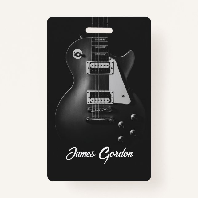 Crachá Guitarra elétrica monocromática personalizada (Frente)