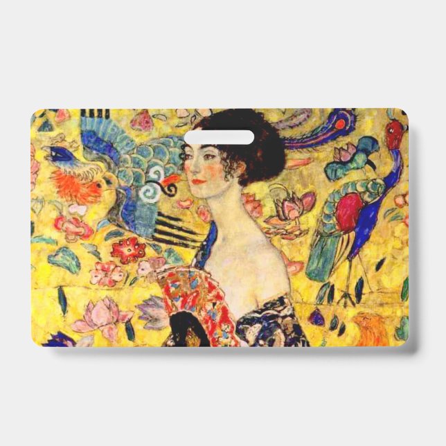 Crachá Gustav Klimt Lady com ventilador (Frente)