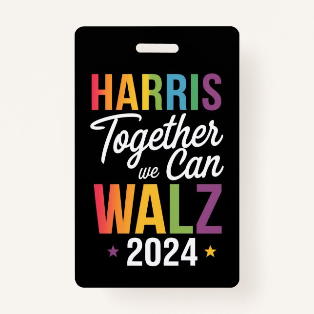 Crachá Harris Walz 2024 Kamala Juntos Podemos LGBT (Frente)