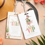 Crachá Hawaiian Luau Sweet Sessenta ID1092<br><div class="desc">Celebrar um doce 16 memorável com este convite de festas sobre o luau havaiano com um lindo gráfico de dançarina hula. Apresentando uma bonito paleta de cor de pêssego, damasco, ouro de rosa e verde-sábio, esta coleção de anos traz um toque tropical a cada detalhe. De incríveis convites para coordenar...</div>