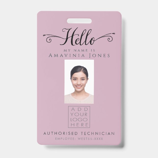 Crachá Hello Business Photo ID Identification Plastic (Front)