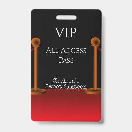 Crachá Hollywood Red Carpet Sweet 16 VIP All Access